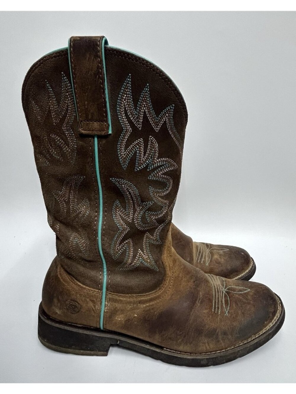 Ariat Delilah Round Toe Western Boots Women’s 9B Brown & Teal Leather 10021457